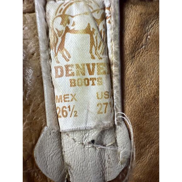 Denver Western Cowboy Boots Women Size 9 Embroidered Alligator Cream Pointed - Picture 15 of 15